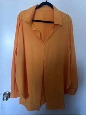 Long-Sleeve Button-Up Shirt - Orange